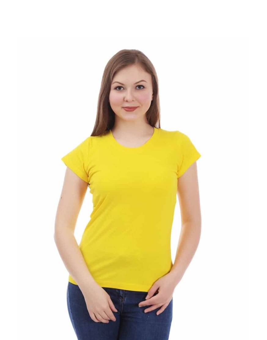 Жёлтая женская футболка с лайкрой оптом