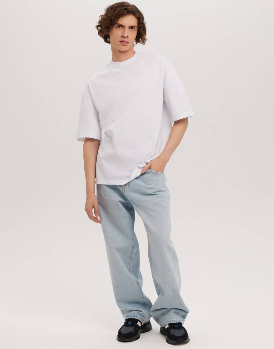 Белая футболка мужская с лайкрой Oversize оптом