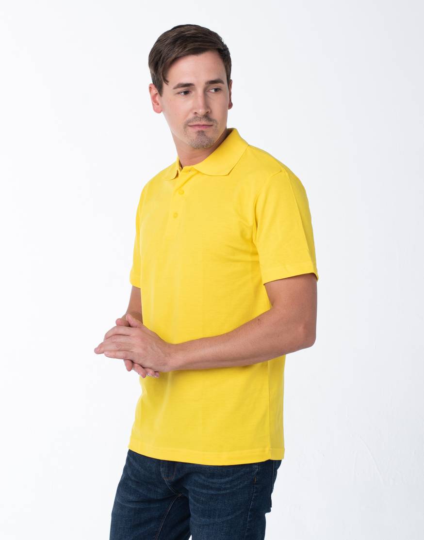 Мужская рубашка ПОЛО с эластаном жёлтая оптом